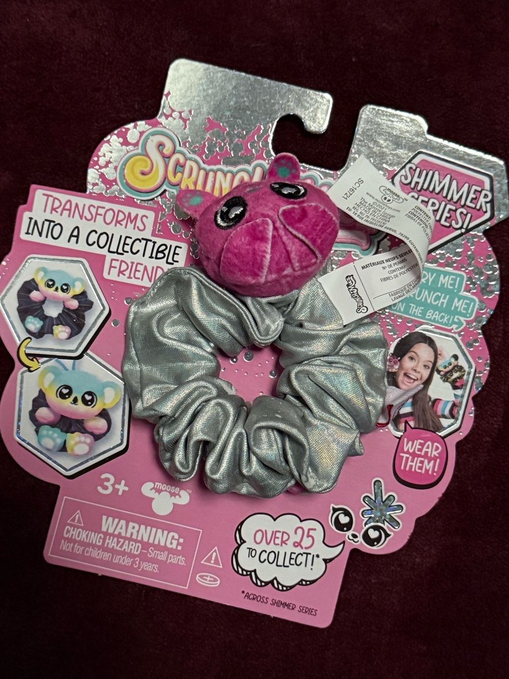 ScrunchMiez Pink & Silver Plush Character Scrunchie